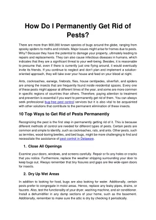 How Do I Permanently Get Rid of Pests