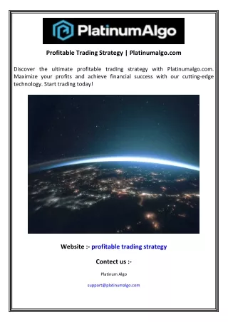 Profitable Trading Strategy  Platinumalgo.com