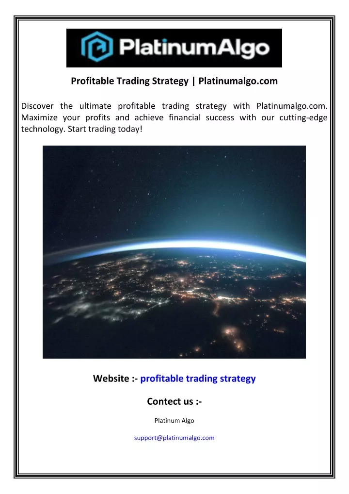 profitable trading strategy platinumalgo com