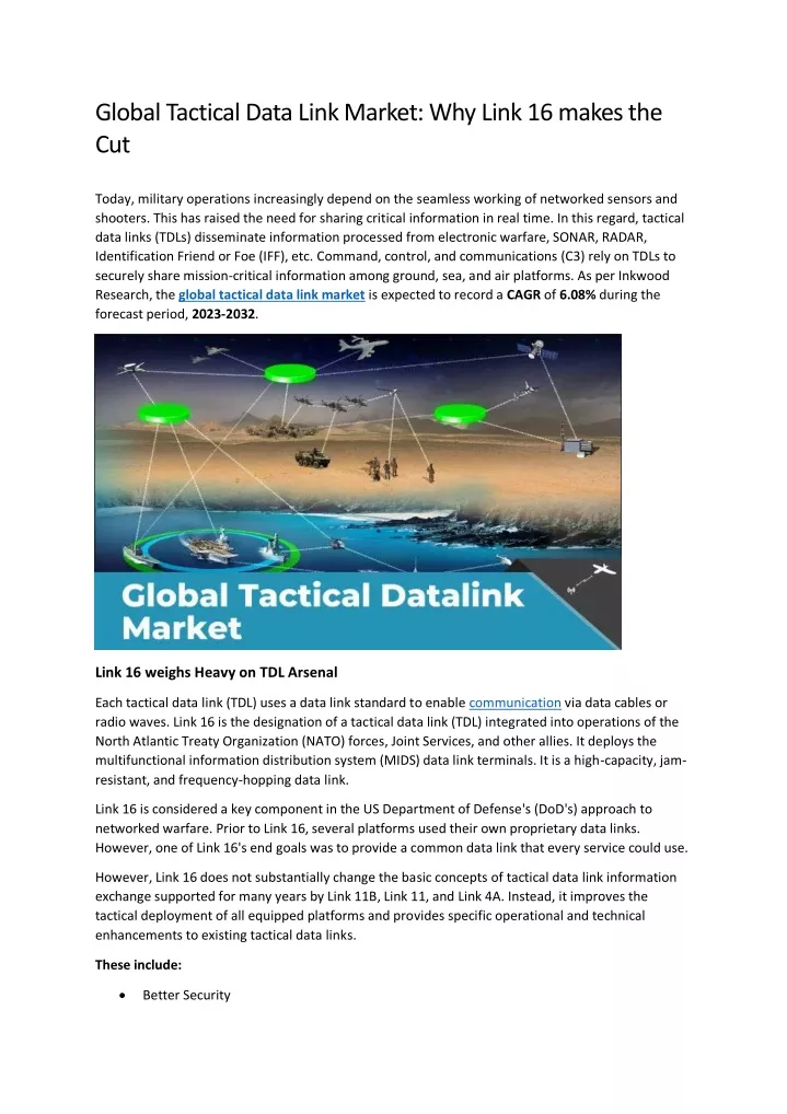 global tactical data link market why link