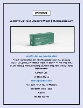Sensitive Skin Face Cleansing Wipes | Thezerostore.com