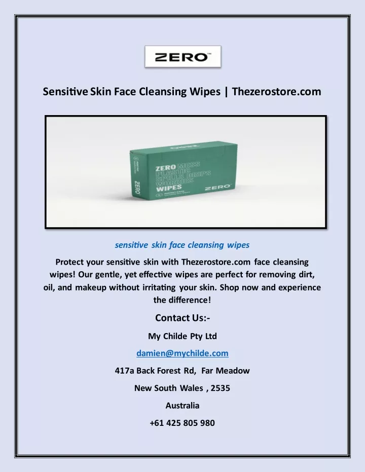 sensitive skin face cleansing wipes thezerostore