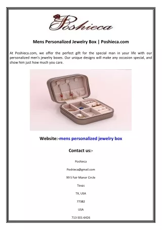 Mens Personalized Jewelry Box  Poshieca.com