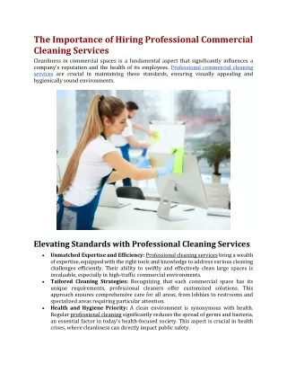 The Importance of Hiring Professional Commercial Cleaning Services