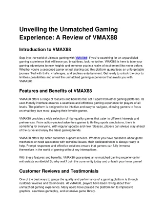 unveiling the unmatched gaming experience