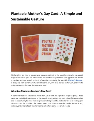 Plantable Mother's Day Card for a Sustainable Celebration