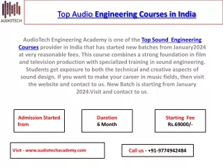Top Sound Engineering Courses in India