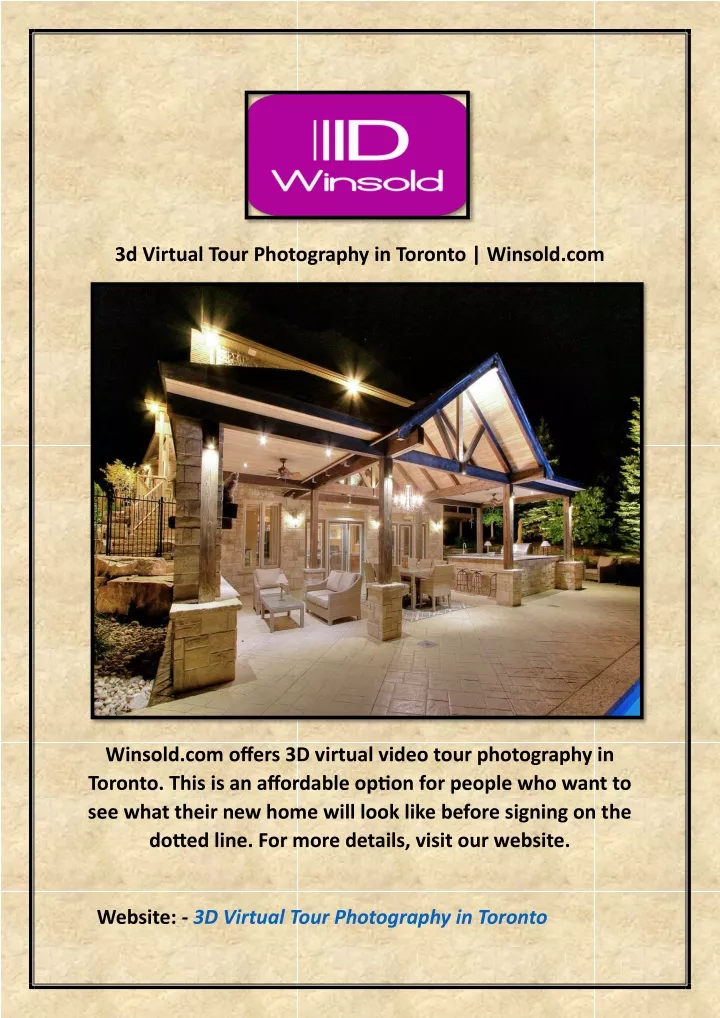 3d virtual tour photography in toronto winsold com