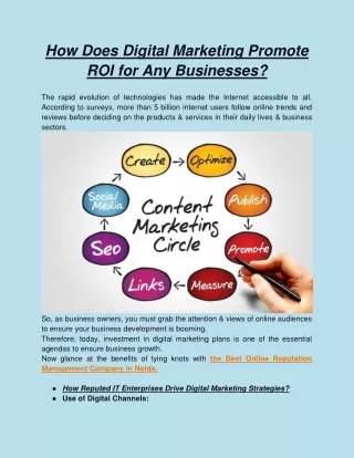 How Does Digital Marketing Promote ROI for Any Businesses