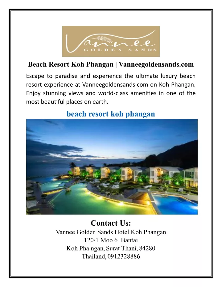 beach resort koh phangan vanneegoldensands com