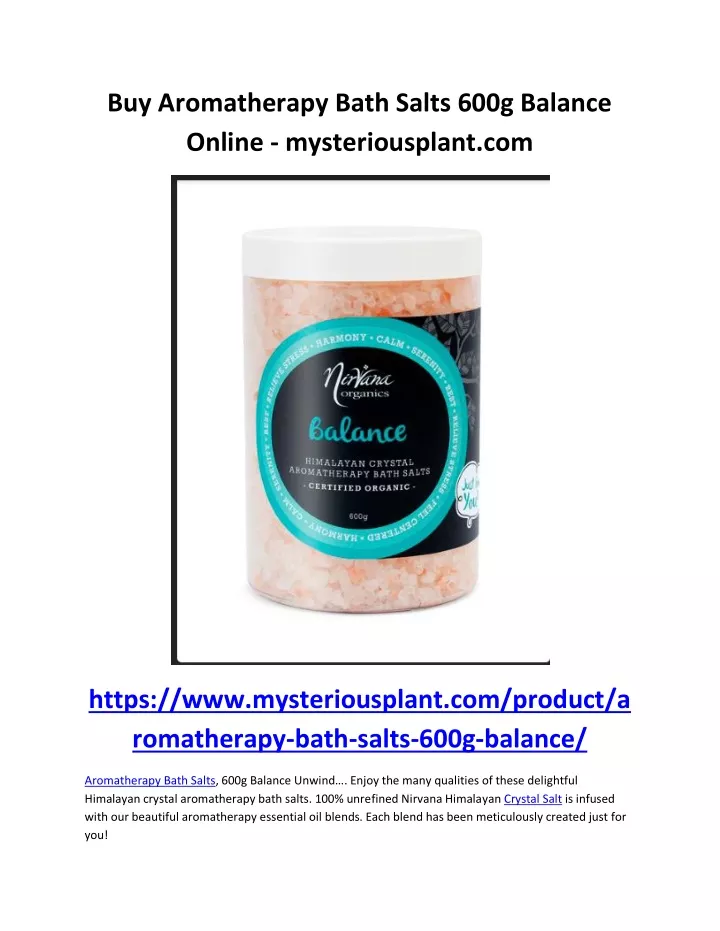 buy aromatherapy bath salts 600g balance online