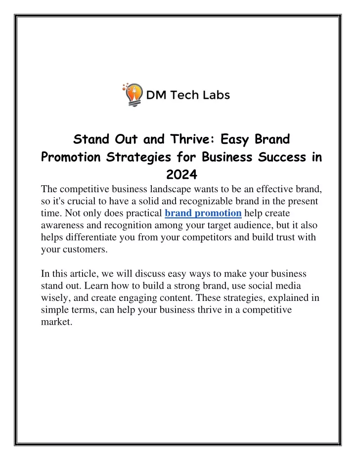 stand out and thrive easy brand promotion