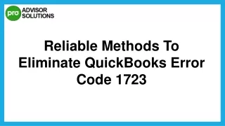 reliable methods to eliminate quickbooks error