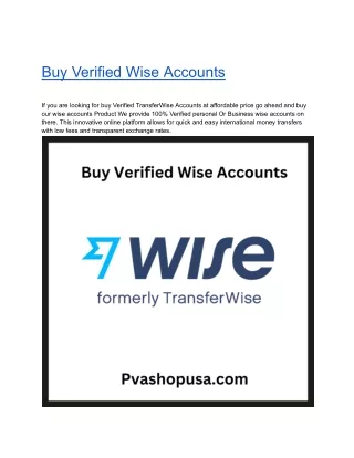 Buy Verified Wise Accounts