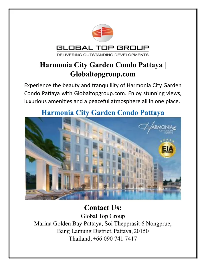 harmonia city garden condo pattaya globaltopgroup