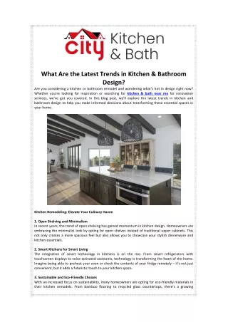 What Are the Latest Trends in Kitchen & Bathroom Design?