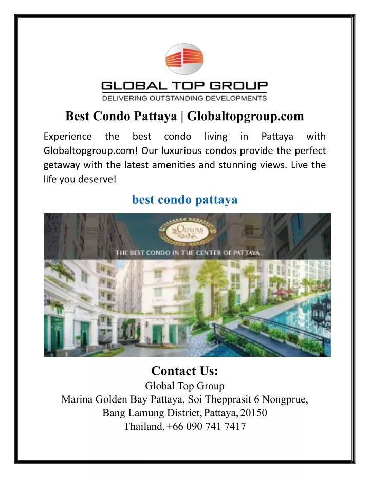 best condo pattaya globaltopgroup com