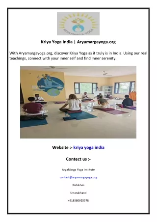 Kriya Yoga India Aryamargayoga.org