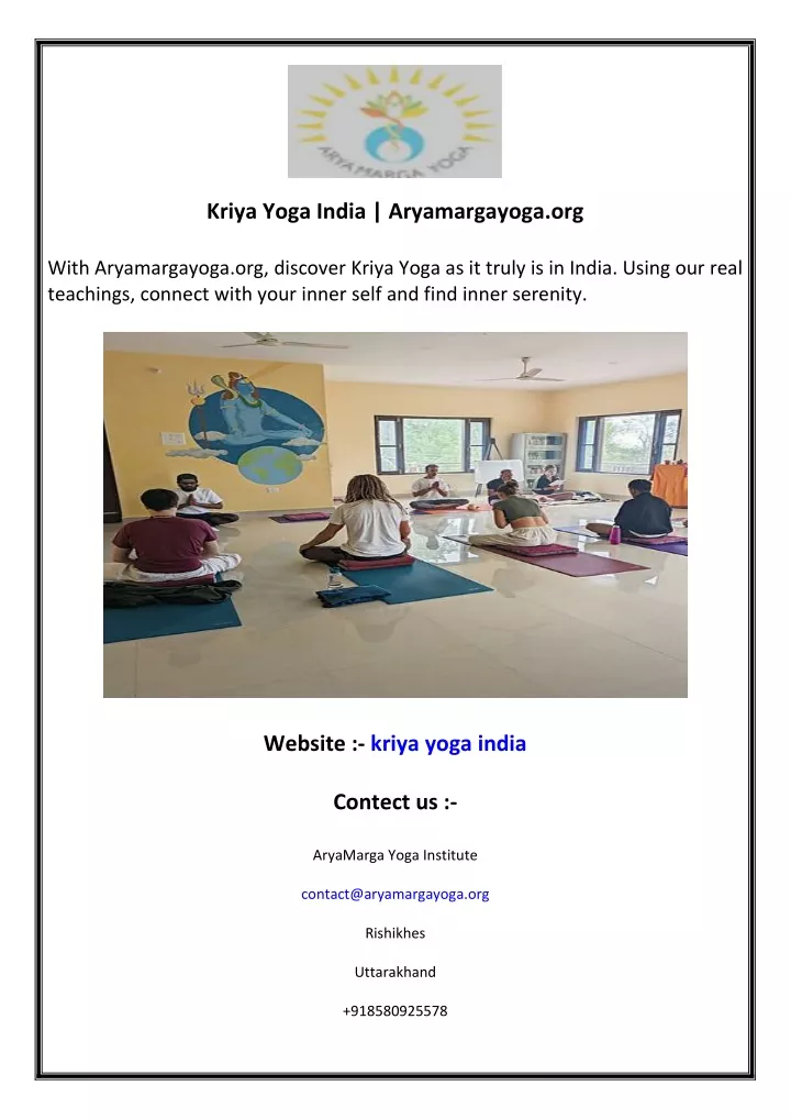 kriya yoga india aryamargayoga org
