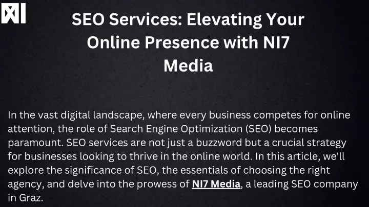 seo services elevating your online presence with