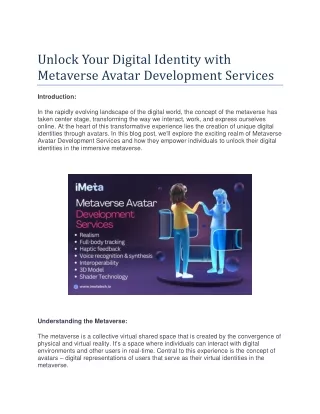 Unlock Your Digital Identity with Metaverse Avatar Development Services