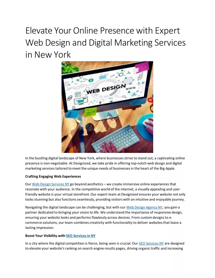 elevate your online presence with expert web design and digital marketing services in new york