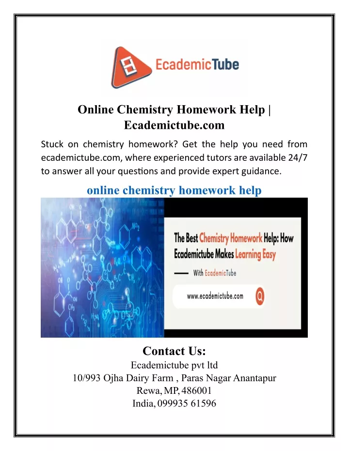 online chemistry homework help ecademictube com