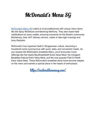 McDonald's Menu SG