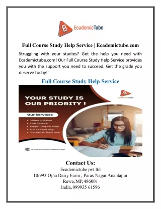 Full Course Study Help Service | Ecademictube.com