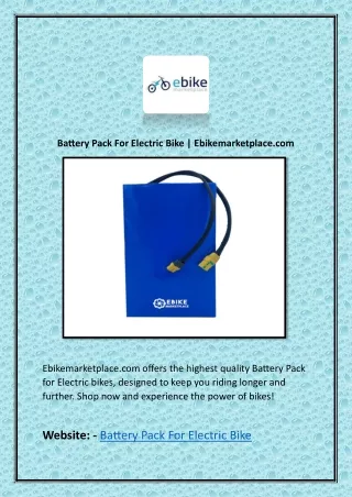 Battery Pack For Electric Bike | Ebikemarketplace.com