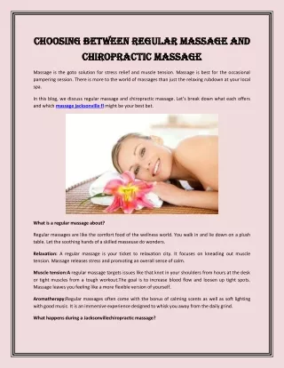 Choosing between regular massage and chiropractic massage