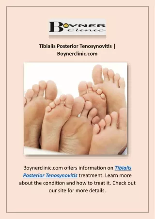 Tibialis Posterior Tenosynovitis | Boynerclinic.com