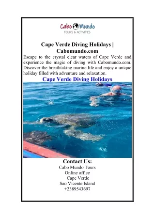 Cape Verde Diving Holidays  Cabomundo.com