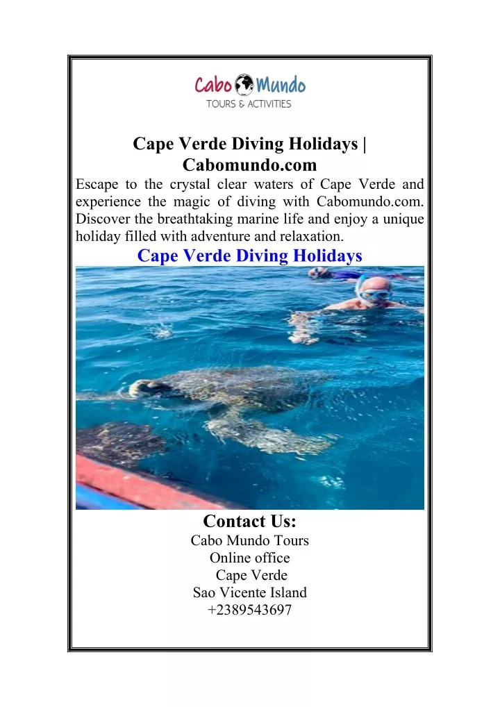 cape verde diving holidays cabomundo com escape