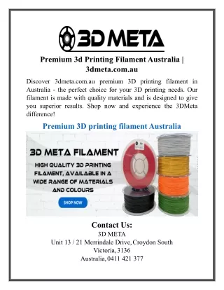 premium 3d printing filament australia 3dmeta