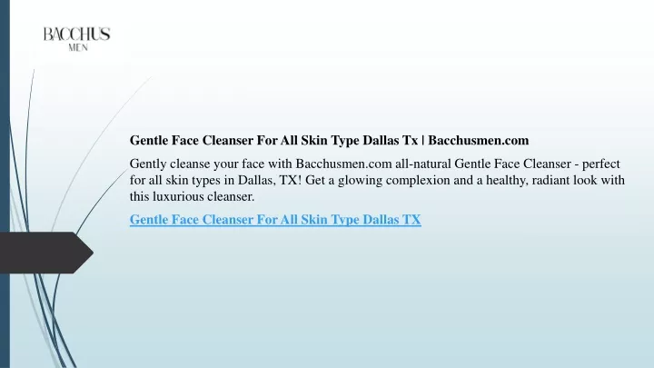 gentle face cleanser for all skin type dallas