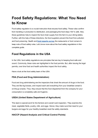 Food Safety Regulations: What You Need to Know
