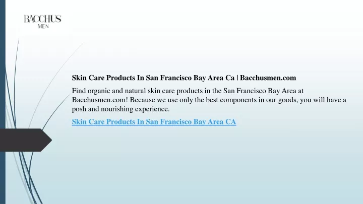 skin care products in san francisco bay area