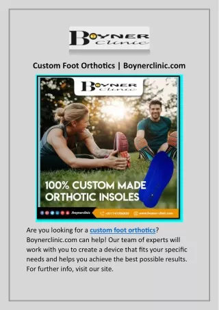 Custom Foot Orthotics | Boynerclinic.com