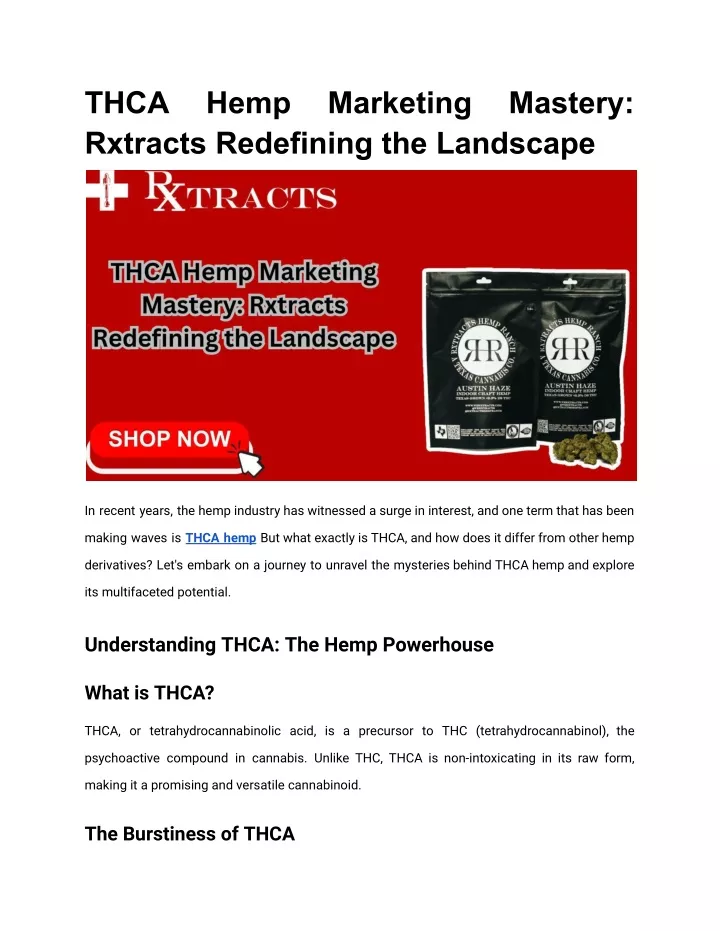 thca rxtracts redefining the landscape