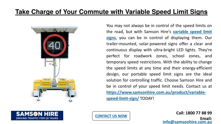 take charge of your commute with variable speed limit signs