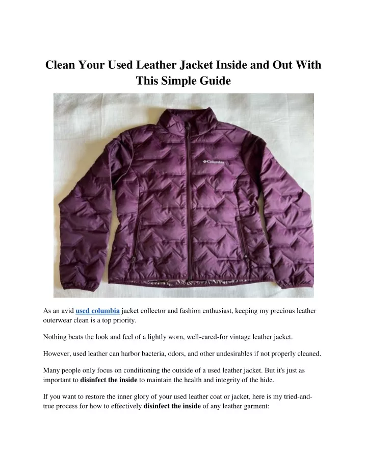 clean your used leather jacket inside