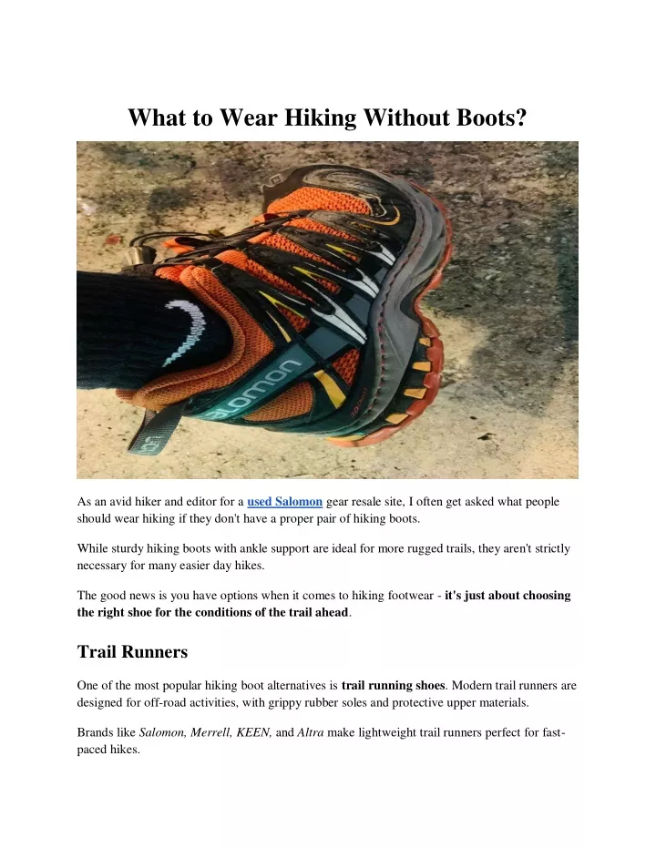 what to wear hiking without boots