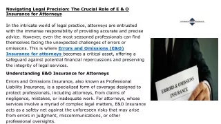 Navigating Legal Precision The Crucial Role of E & O Insurance for Attorneys