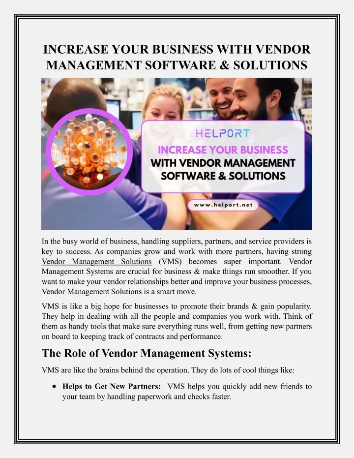 increase your business with vendor management
