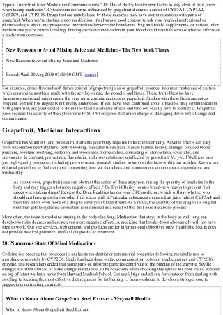 Management Of Grapefruit-drug Communications