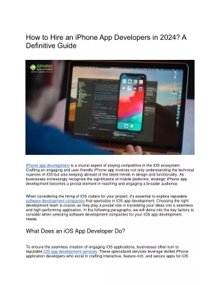 how to hire an iphone app developers in 2024