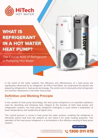 What is Refrigerant in a Hot water heat pump?