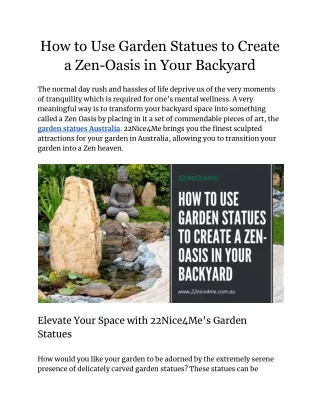 How to Use Garden Statues to Create a Zen-Oasis in Your Backyard