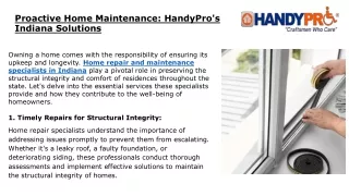 Proactive Home Maintenance HandyPro's Indiana Solutions